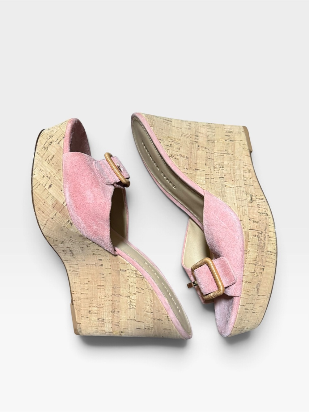 Veronica Beard Pink Donata Suede Buckle Wedge Sandal size 11